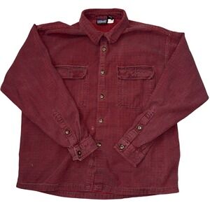 Patagonia Men Organic Cotton Long Sleeve Button Up Shirt Burgundy Stripe Size M